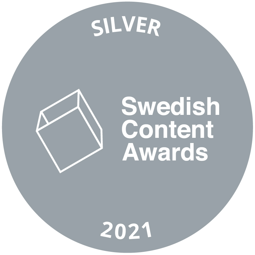 Emblem för silver i SCA Swedish Content Awards 2021