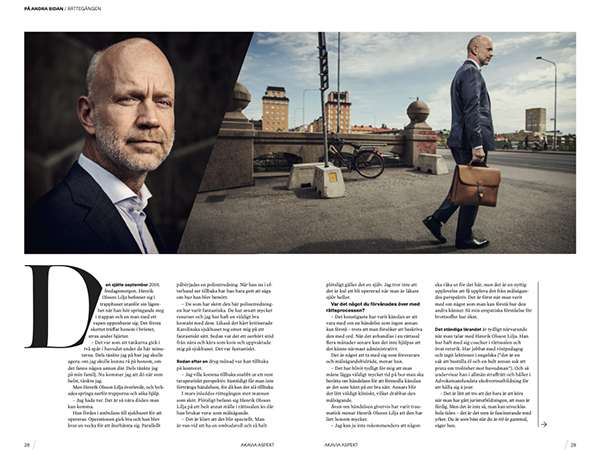 Uppslag från tidningen Akavia Aspekt